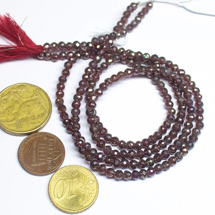 Beads Supplies USA Rings Natural Mystic Coated Red Garnet Faceted Round Cut Gemstone Loose Beads 4mm 4