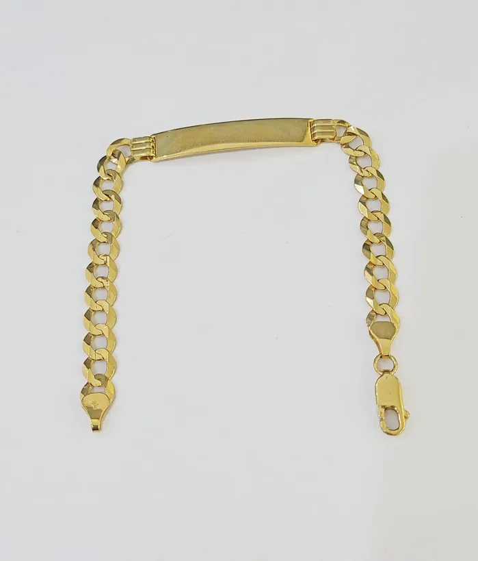 Bracelets globalwatches10 10k Yellow Gold Cuban Link ID Bracelet 8 7mm Lobster Clasp Real 10Kt