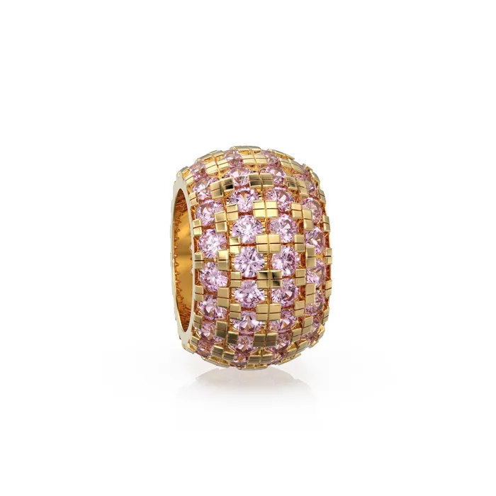 Charm Necklaces Jalvi Co 14K Large Solid Italian Gold Pink Tourmaline Rondels Charm Roundel Tourmaline Enhancer Charm Pave set Tourmaline October spacer charms