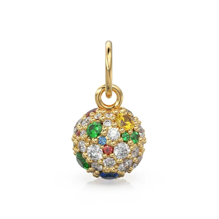 Charm Necklaces Jalvi Co Diamond Gemstone Pave Setting Charm 14k 18k Solid Gold Charm Gold Jewelry Sapphire Solid Gold Pendant Ruby Ball Charm Necklace