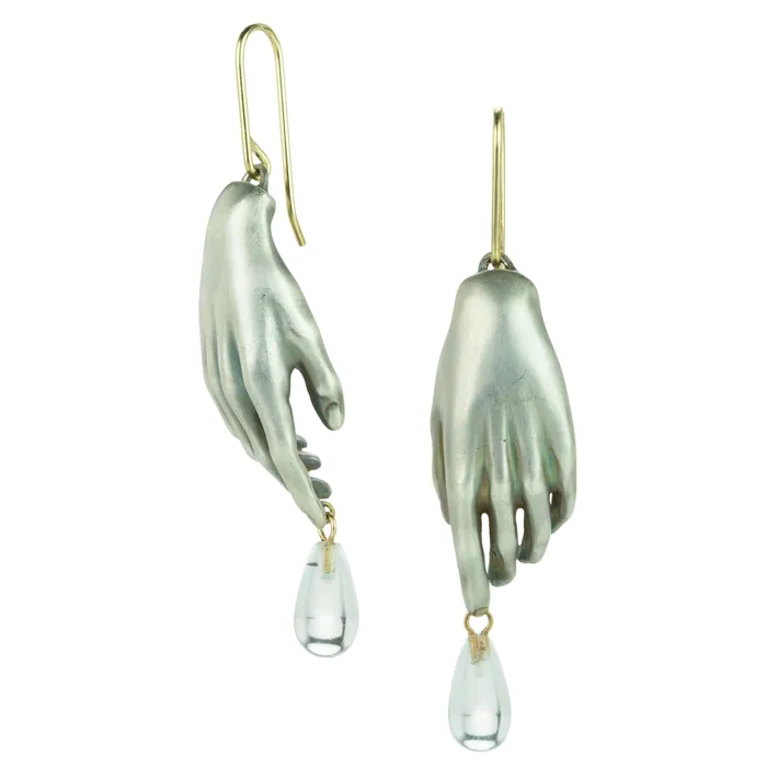 Earrings Gabriella Kiss Silver Hand Earrings With Crystals
