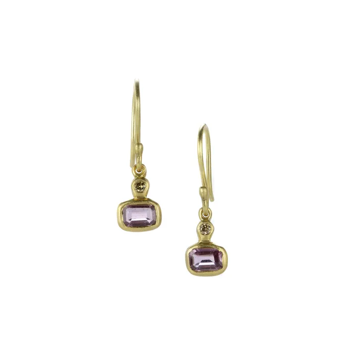 Earrings Marian Maurer Rectangular Purple Sapphire City Earrings