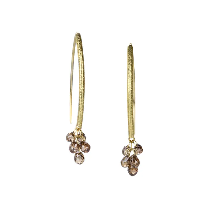 Earrings Navette Earrings with Brown Diamond Drops Barbara Heinrich