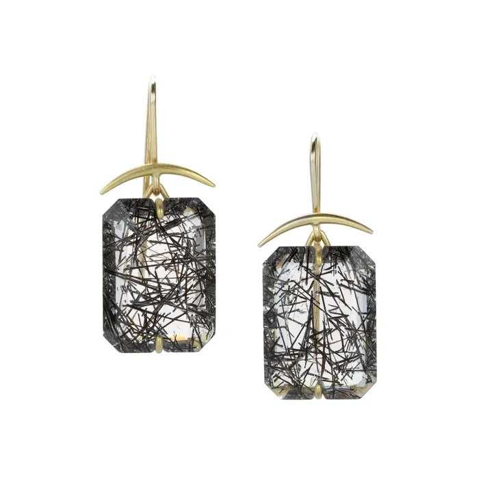 Gabriella Kiss Earrings Black Rutilated Quartz Drop Earrings