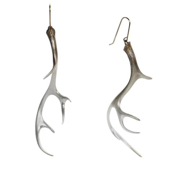Gabriella Kiss Earrings Large Silver Antler Earrings