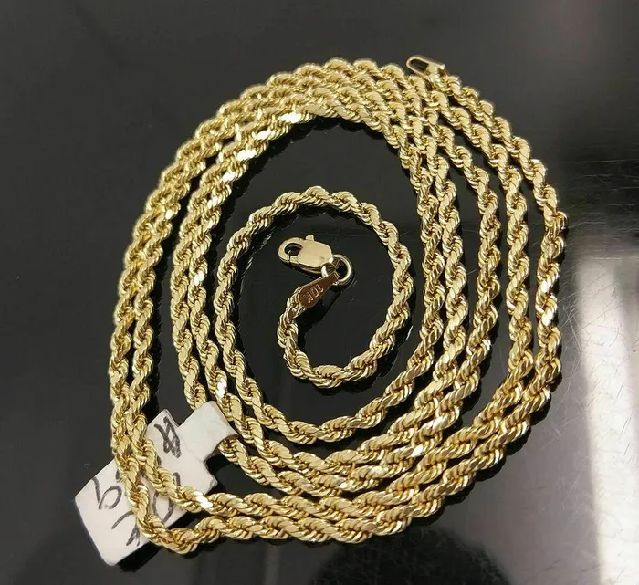 Gold and Diamond 10k Gold Barber Scissor Comb Charm Pendant 25mm Rope Chain 18 20 22 24 26 28 Charm Necklaces