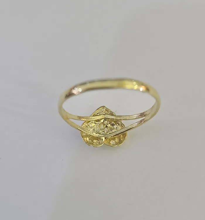 Gold and Diamond Real 10k Nugget Heart Ring Band Wedding Engagement Women Yellow Gold Rings