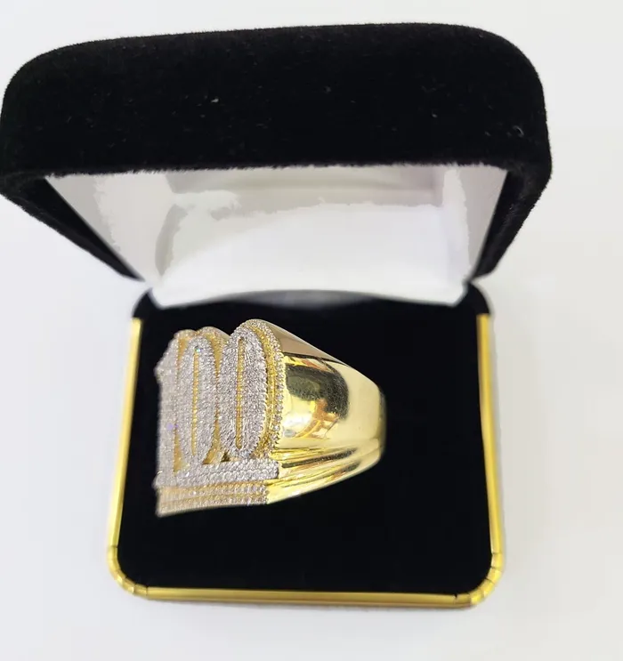 Gold and Diamond Rings Real 10k Yellow Gold Diamond Ring 100 Shaped Men Ring