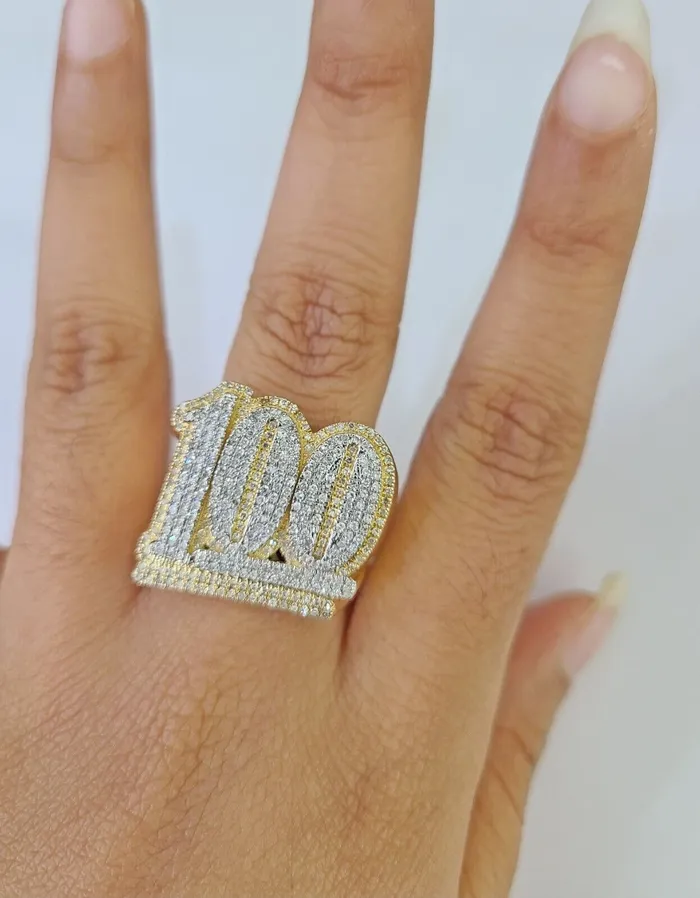Gold and Diamond Rings Real 10k Yellow Gold Diamond Ring 100 Shaped Men Ring