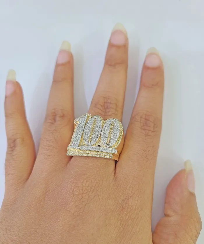 Gold and Diamond Rings Real 10k Yellow Gold Diamond Ring 100 Shaped Men Ring