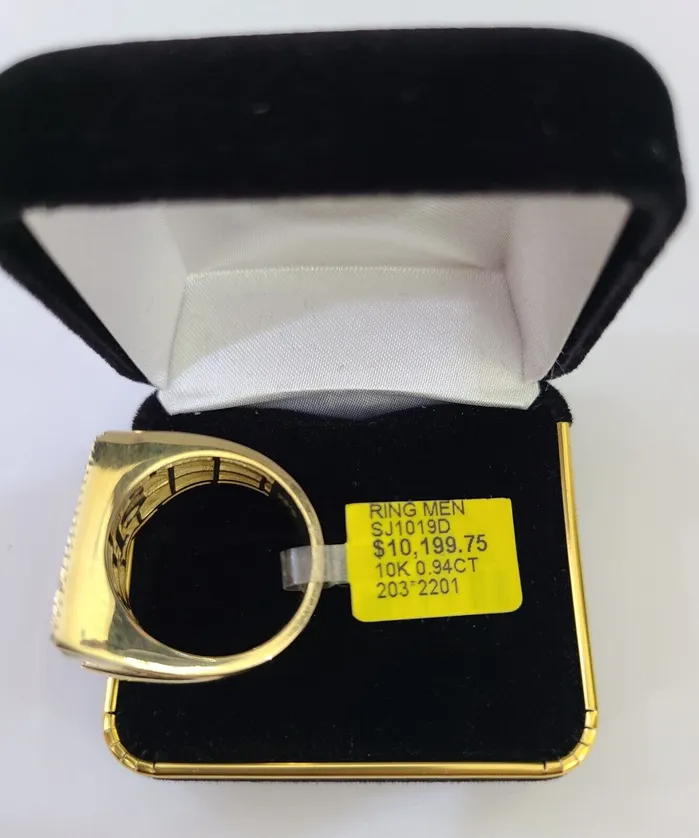 Gold and Diamond Rings Real 10k Yellow Gold Diamond Ring 100 Shaped Men Ring