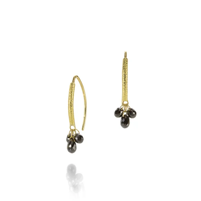 Half Length Navette Earrings with Black Diamonds Barbara Heinrich Earrings