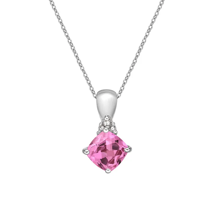 Independent Jewellers Necklaces 10kt White Gold Created Pink Sapphire Pendant Independent Jewellers Necklaces 10kt White Gold Created Pink Sapphire Pendant