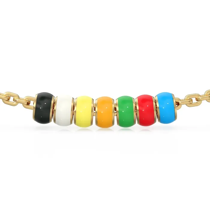Jalvi Co Charm Necklaces Enamel 14K Large Hole Solid Italian Gold Blue Tanzanite Rondels Charm Roundel Multicolor Enamel Enhancer Charm European Rondelle