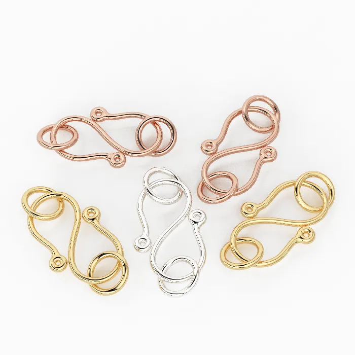 Jalvi Co PreStyled Sets 85mmx145mm 18k Solid Gold Classic S Hook Clasp Finding