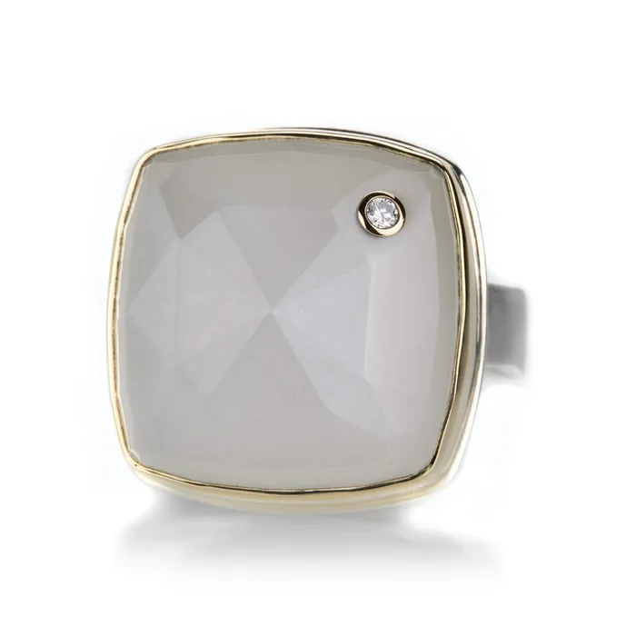 Jamie Joseph Rings Square Rose Cut White Moonstone Ring