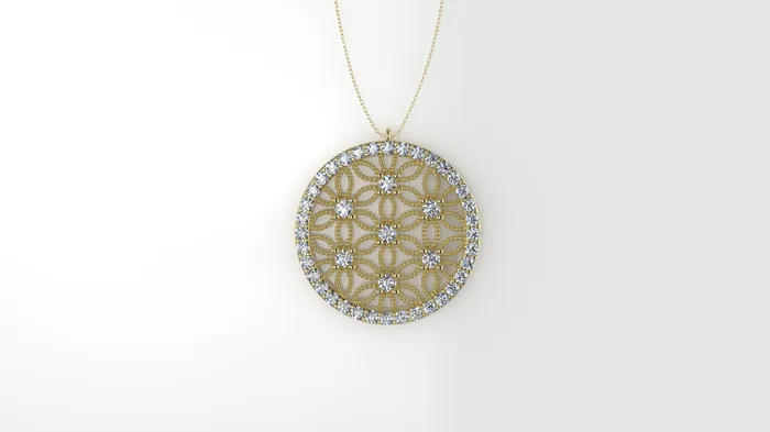 JCM DESIGN JEWELRY Necklaces 14K Yellow Gold Pendant with 43 Diamond VS1 Only Pendant Mandala Shape circle and stars JCM DESIGN JEWELRY Necklaces 14K Yellow Gold Pendant with 43 Diamond VS1 Only Pendant Mandala Shape circle and stars
