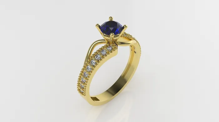 JCM DESIGN JEWELRY Rings 14K Solitaire Ring with 19 Stones Stt Prong Filigree