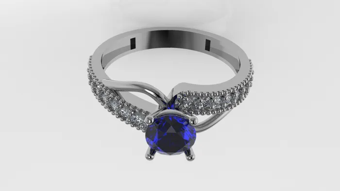 JCM DESIGN JEWELRY Rings 14K Solitaire Ring with 19 Stones Stt Prong Filigree