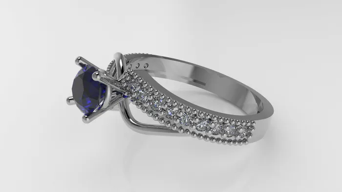 JCM DESIGN JEWELRY Rings 14K Solitaire Ring with 19 Stones Stt Prong Filigree