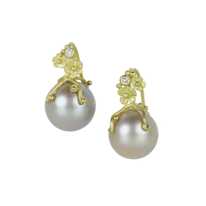 Lene Vibe Earrings Floral Pink South Sea Pearl Earrings