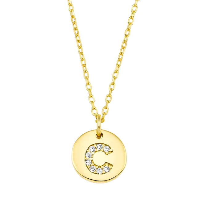 Magna C Letter Necklace White CZ 18K Gold Plated 925 Silver Spirito Rosa Necklaces Magna C Letter Necklace White CZ 18K Gold Plated 925 Silver Spirito Rosa Necklaces
