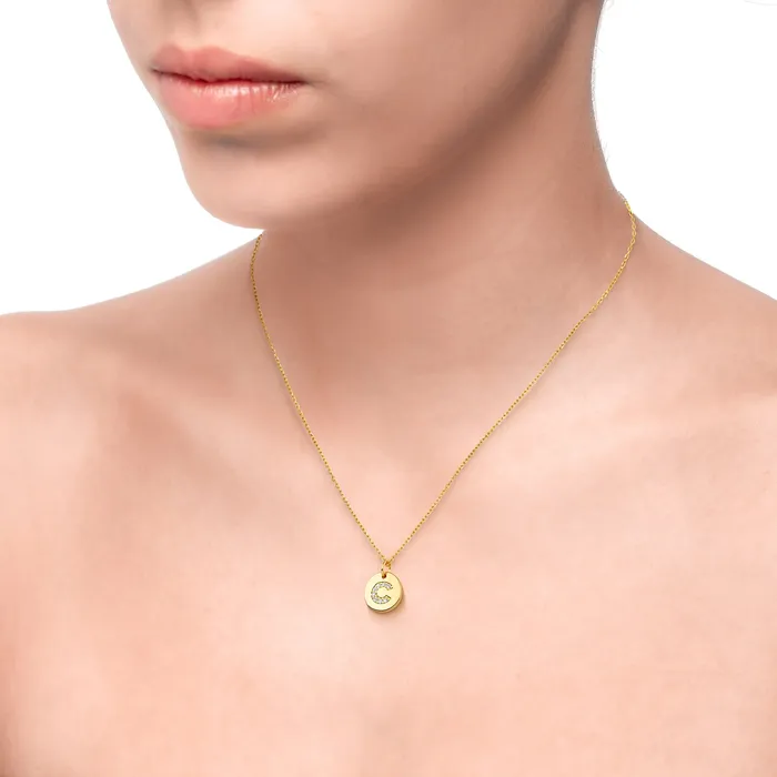 Magna C Letter Necklace White CZ 18K Gold Plated 925 Silver Spirito Rosa Necklaces Magna C Letter Necklace White CZ 18K Gold Plated 925 Silver Spirito Rosa Necklaces