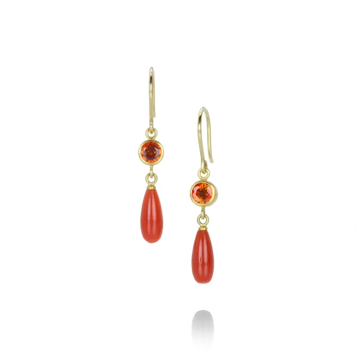 Mallary Marks Sapphire and Coral Apple Eve Earrings Earrings