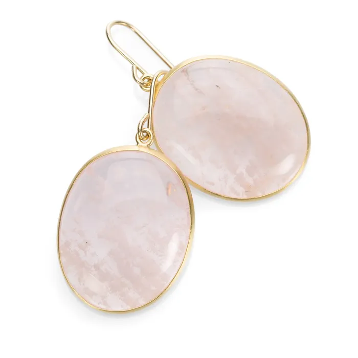 Maria Beaulieu Earrings Oval Rose Quartz Earrings