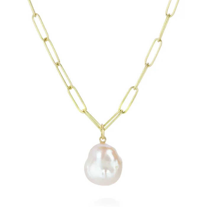 Maria Beaulieu Necklaces Soft Metallic Pink Freshwater Pearl Pendant Only