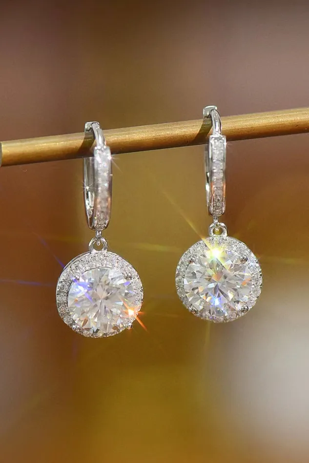 Moissanite Round Drop Earrings Trendsi Earrings