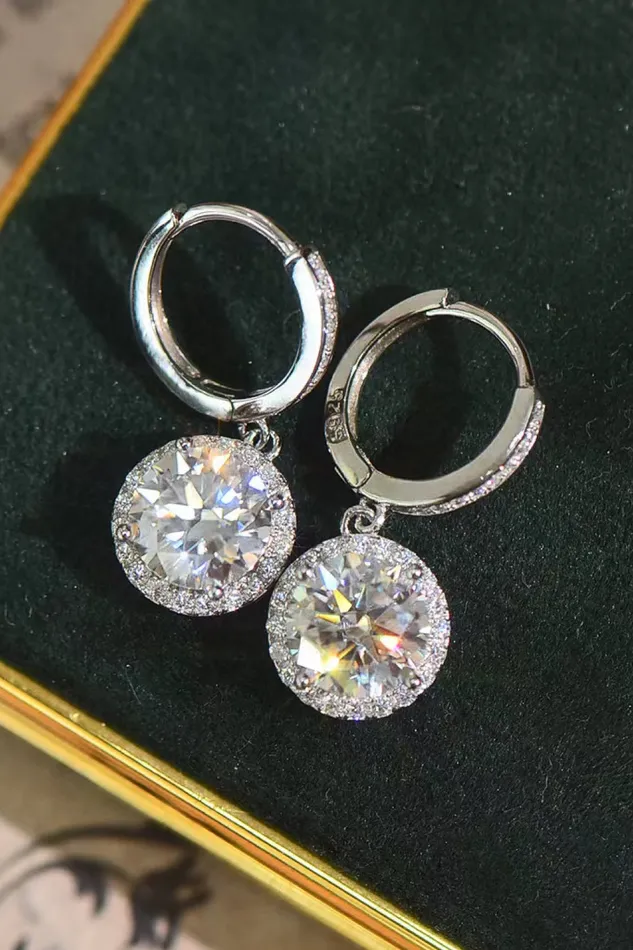 Moissanite Round Drop Earrings Trendsi Earrings