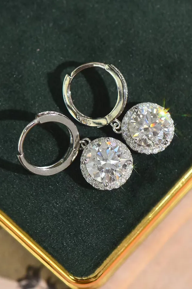 Moissanite Round Drop Earrings Trendsi Earrings