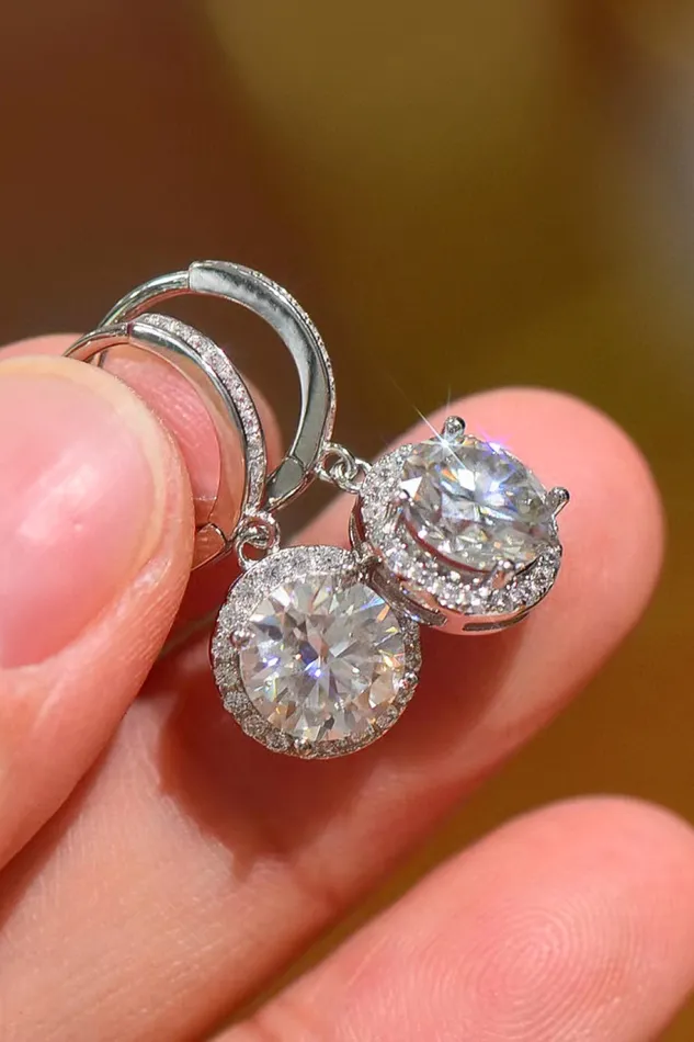 Moissanite Round Drop Earrings Trendsi Earrings