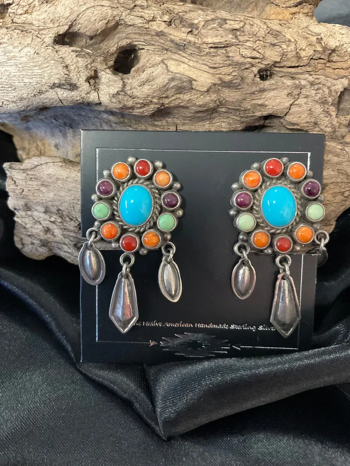 MultiColor Stone Earrings Chris Crosbys Purple Coyote Earrings