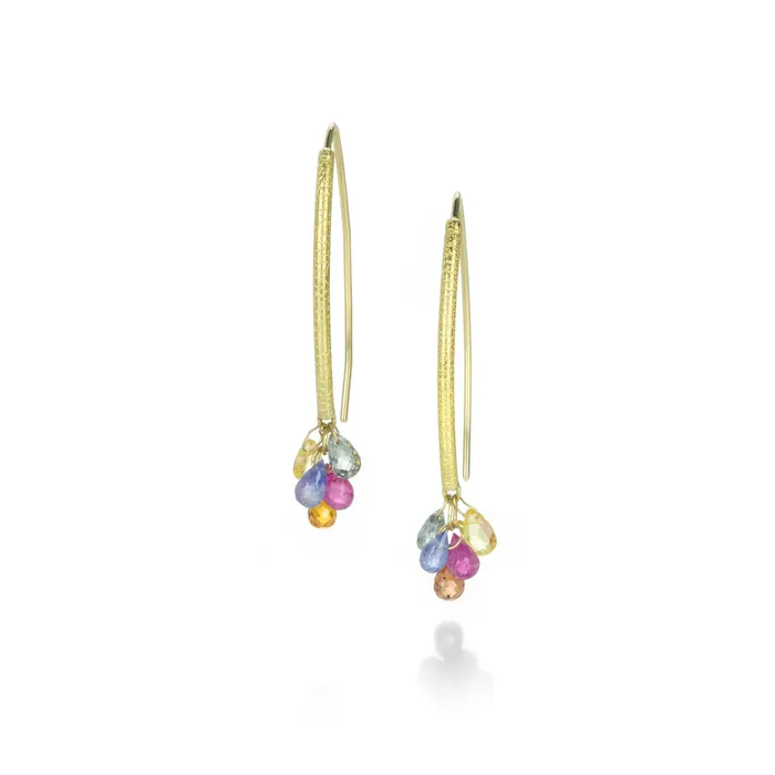 Multicolored Sapphire Navette Earrings Barbara Heinrich Earrings