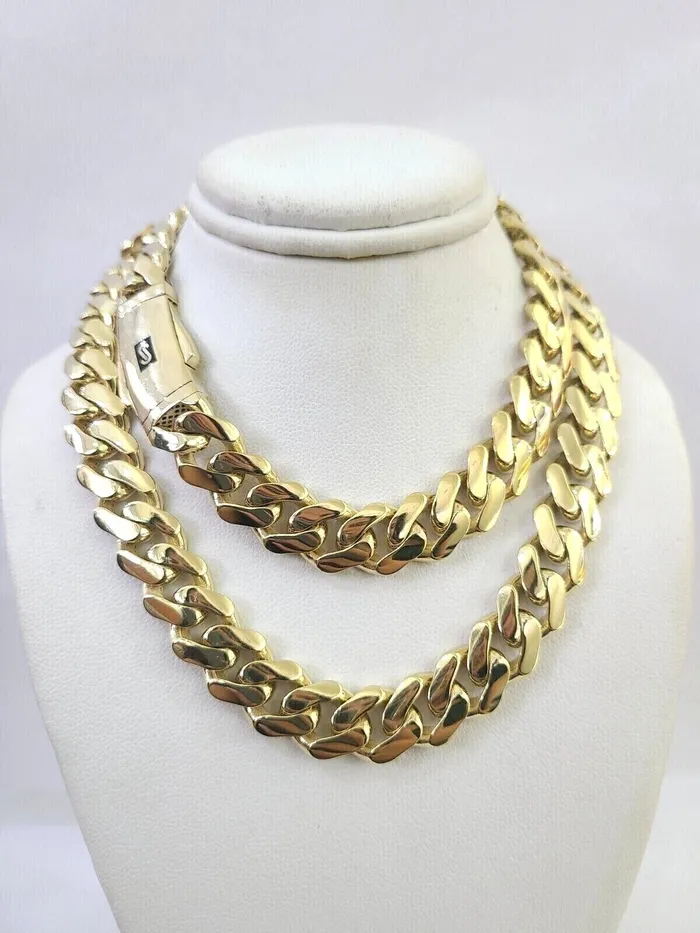Necklaces Gold and Diamond Real 10k Royal Monaco Chain 11mm 1826 inches Necklace Yellow Gold Box Clasp Necklaces Gold and Diamond Real 10k Royal Monaco Chain 11mm 1826 inches Necklace Yellow Gold Box Clasp