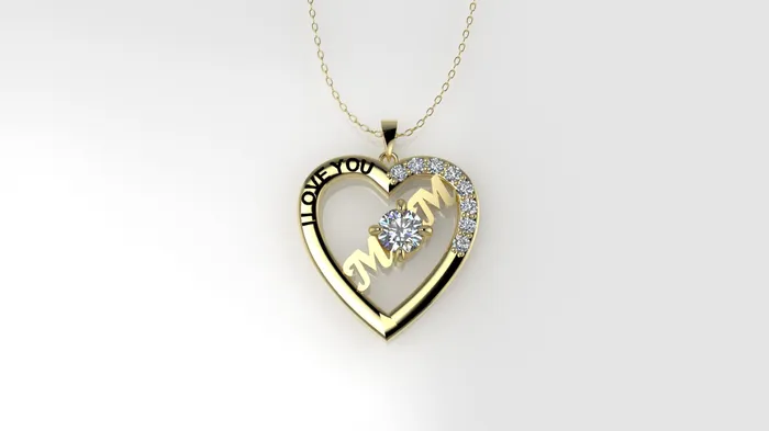 Necklaces Jcm 21 jewelry 14K Pendant with 9 DIAMONDS VS1 STT Prong MOM Heart Style Necklaces Jcm 21 jewelry 14K Pendant with 9 DIAMONDS VS1 STT Prong MOM Heart Style