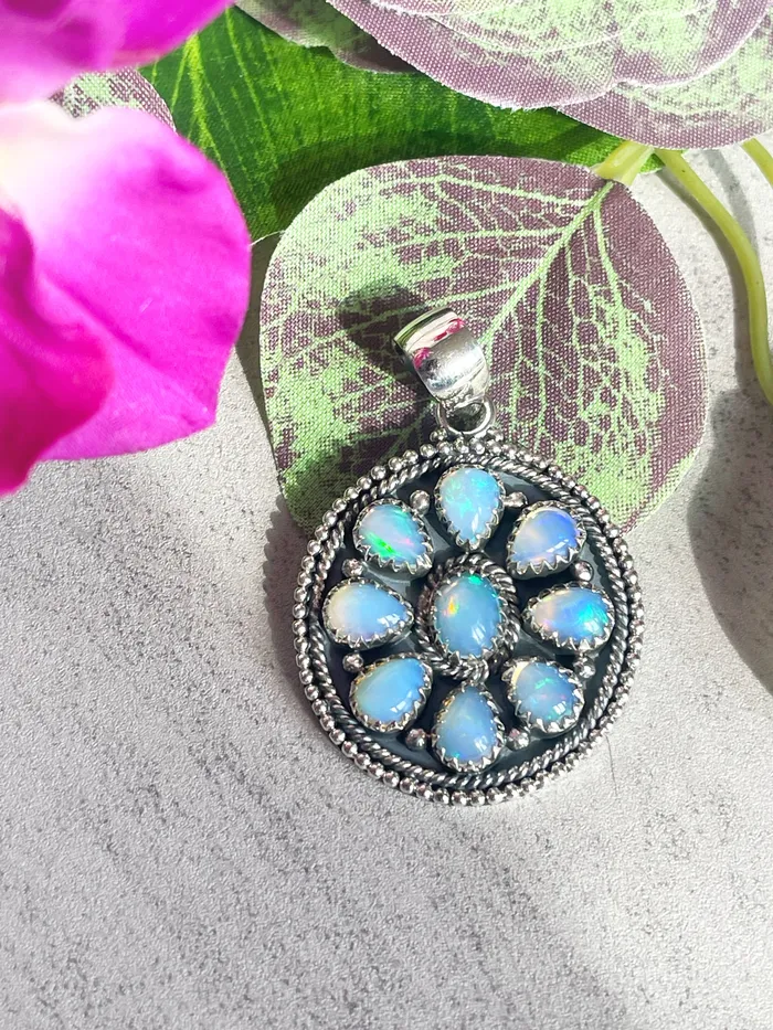 Necklaces SophiaRene Boutique Sterling Silver Opal Bubble Pendant