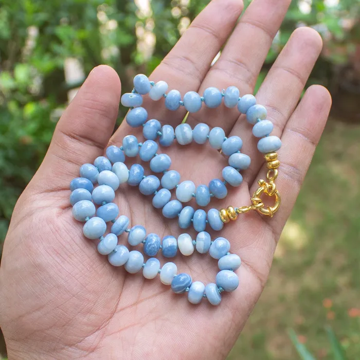 Pale Blue Opal Knotted Necklace Jalvi Co Necklaces