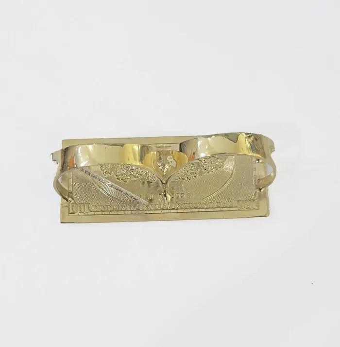 Real 10K Gold 100 Dollar Bill Ring Diamond Cut 10kt yellow Gold Ring Gold and Diamond Rings