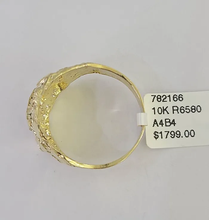 Real 10k Nugget Ring Yellow Gold Casual Ring 10kt Genuine Globalwatches10 Rings