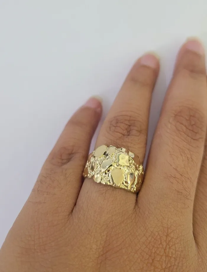 Real 10k Nugget Ring Yellow Gold Casual Ring 10kt Genuine Globalwatches10 Rings
