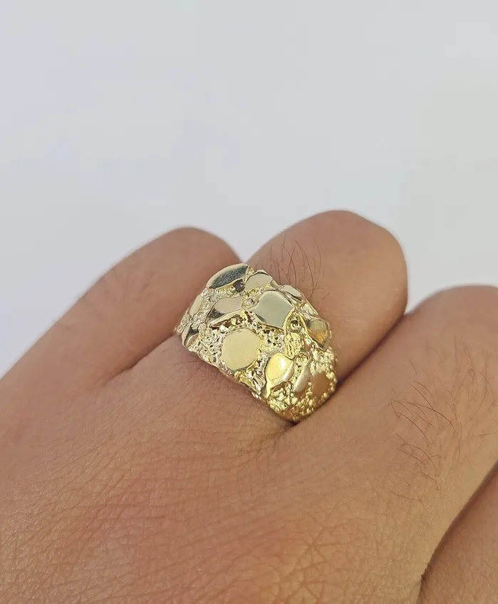 Real 10k Nugget Ring Yellow Gold Casual Ring 10kt Genuine Globalwatches10 Rings