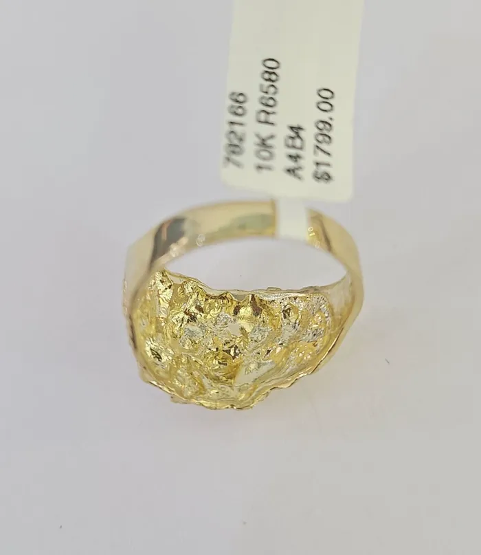 Real 10k Nugget Ring Yellow Gold Casual Ring 10kt Genuine Globalwatches10 Rings