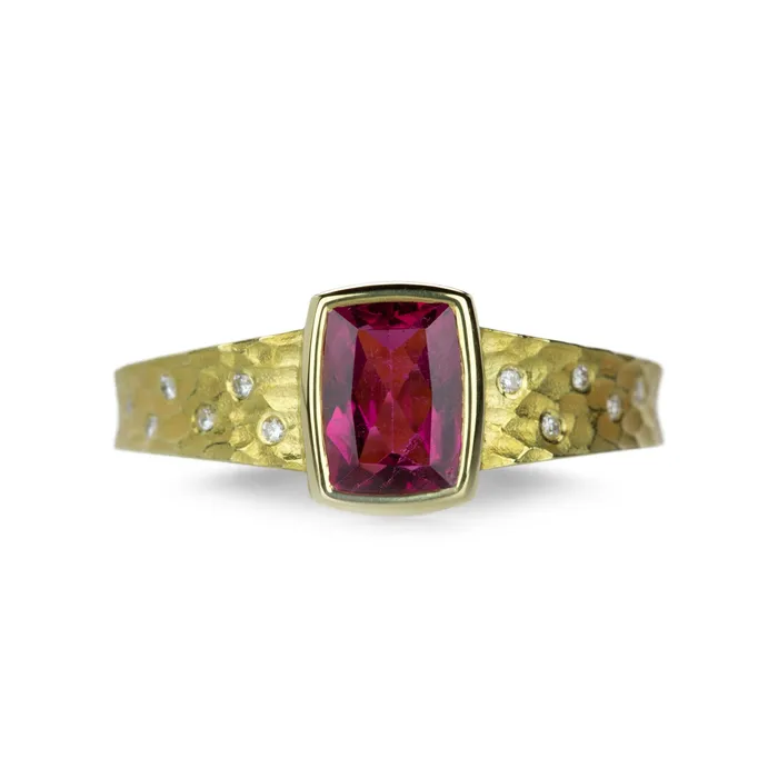 Rings Barbara Heinrich Carved Glacier Ring with Pink Tourmaline Rings Barbara Heinrich Carved Glacier Ring with Pink Tourmaline