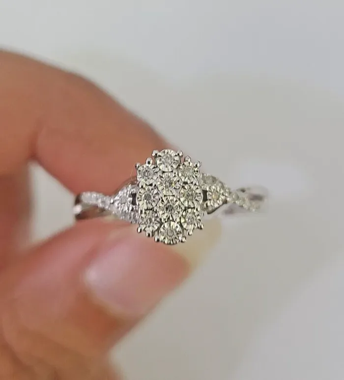 Rings REAL 10k White Gold Diamond Ring Casual Engagement Ring Genuine Gold and Diamond Rings REAL 10k White Gold Diamond Ring Casual Engagement Ring Genuine Gold and Diamond