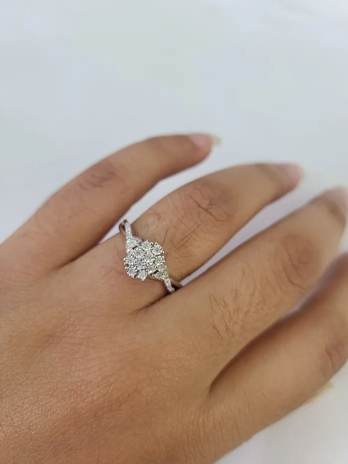 Rings REAL 10k White Gold Diamond Ring Casual Engagement Ring Genuine Gold and Diamond