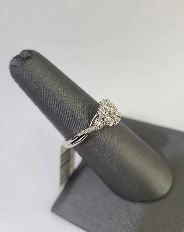 Rings REAL 10k White Gold Diamond Ring Casual Engagement Ring Genuine Gold and Diamond