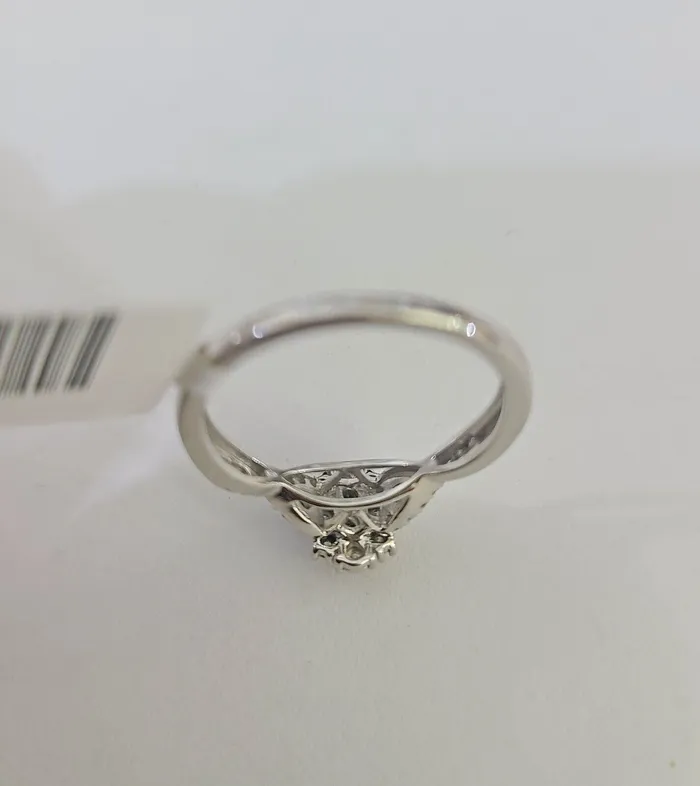 Rings REAL 10k White Gold Diamond Ring Casual Engagement Ring Genuine Gold and Diamond